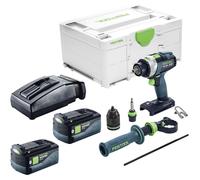 Taladro atornillador a batería Festool TPC 18/4-Basic 18 V 75 Nm sin escobillas + 2 baterías de 5,0 Ah + cargador + Systainer