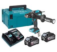 Taladro atornillador a batería Makita HP 003 GU201, 40 V máx., 180 Nm, sin escobillas + 2 baterías de 4,0 Ah + cargador + maletín Makpac