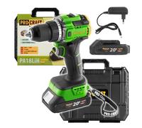 Taladro atornillador a batería Procraft PA18LiH-1B-C 20 V 80 Nm sin escobillas + 1 batería de 2,0 Ah + cargador + maletín