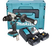 Taladro atornillador de impacto a batería Makita DHP 492 RFJ 18 V 141 Nm sin escobillas + 2 baterías de 3,0 Ah + cargador + Makpac