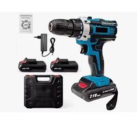 Taladro Atornillador Inalámbrico 21V 2 Velocidades, Taladro Batería, 1350rpm, Par 28Nm, 2 Baterías Li-ion, LED, Portabrocas 10mm, con Maletín y Cargador