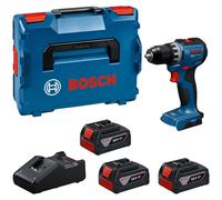 Taladro atornillador inalámbrico Bosch GSR 18V-52 Professional, 18 V, 70 Nm (06019S0027), motor sin escobillas, incluye 3 baterías de 5,0 Ah, cargador y maletín L-Boxx