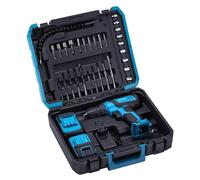 Taladro atornillador inalámbrico de 21V y 2Ah + accesorios | Kraft&Dele