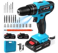 Taladro atornillador inalámbrico de 28 V, con 2 baterías de litio y cargador, taladro percutor max 32 N.m, 25 + 3 ajustes de par, 28 accesorios, LED, adecuado para bricolaje