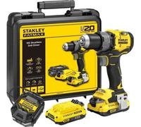 Taladro atornillador inalámbrico Stanley Fatmax V20 SFMCD725D2K-QW, sin escobillas, 18V, 80Nm, 2 baterías de 2Ah + cargador
