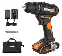 Taladro atornillador inalámbrico Worx WX100, con batería de 20V, cargador y funda de transporte