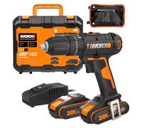 Taladro atornillador inalámbrico WORX WX370, 20V, incluye 2 baterías de 2Ah y 30 brocas
