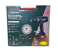 Parkside Atornillador inalámbrico X20V PABS 20-Li con 2 baterías de iones de litio, 73 accesorios
