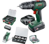 Taladro atornillador percutor a batería UniversalImpact de 18V + Sistema de almacenamiento