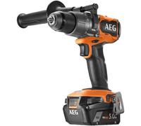 Taladro atornillador percutor AEG BSB18C3BL-502C de 18V y 110 Nm, con 2 baterías de 5Ah y cargador, todo incluido en un estuche