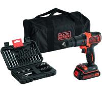 Taladro atornillador percutor de 18V en estuche multiusos con juego de 32 accesorios BLACK+DECKER BDCHD18S32 - 1 batería