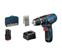 Taladro atornillador percutor de batería GSB 12V-15 (12 V, 2 baterías, 2 Ah, 30 Nm, 2 baterías + cargador + juego de puntas + bolsa)