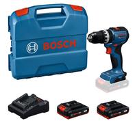 Taladro atornillador percutor inalámbrico Bosch Professional GSB18V-52, incluye 2 baterías de 2 Ah, cargador rápido y maletín de transporte
