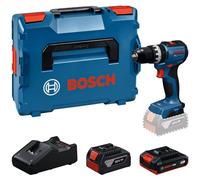 Taladro atornillador percutor inalámbrico Bosch Professional GSB18V-52, incluye 2 baterías de 2 o 4 Ah, cargador y maletín L-BOXX