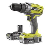 Taladro atornillador percutor RYOBI R18PD3-220S de 18V, 50 Nm, con 2 baterías de 2Ah + cargador de 2A y bolsa de transporte