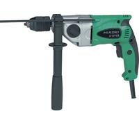 Taladro con cable hikoki 790w con empuñadura auxiliar y tope de profundidad.