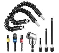 Taladro de ángulo recto 105 °Extensión ángulo + 3 adaptador de enchufe vástago hexagonal + 3 vástago hexagonal magnética destornillador + 2 broca de extensión de ángulo flexibl