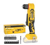 Taladro de ángulo recto sin escobillas para batería DeWalt de 20 V (solo herramienta), taladro angular inalámbrico de 3/8 pulgadas con diseño compacto y velocidad variable, con una luz LED para