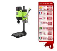 Taladro de columna, con una potencia de 800W, velocidad de 0-2800 RPM, rango de sujeción de Ø1,5-13mm, recorrido de 60mm, capacidad máxima de perforación en madera: Ø30mm