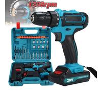 Taladro de impacto inalámbrico de 28V, taladro eléctrico recargable de alta potencia, batería de litio, destornillador multifuncional de velocidad de 1350rpm Style C- 2 Battery