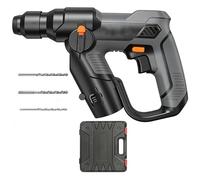 Taladro de martillo giratorio resistente con embrague de seguridad ajustable, control de vibración, juego de cinceles y brocas, funda de transporte incluida, 1 batería
