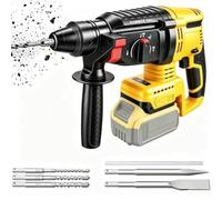 Taladro de martillo SDS Plus para batería Dewalt de 20 V, motor sin | 2.6J, 4800BPM, cincel de martillo de taladro de 4 modos, mango antivibración de 360°, 5 brocas, reemplazo rápido de broca SDS