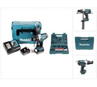 Taladro de percusión sin cable Makita DHP 458 RTJ 18V 91Nm en Makpac + 2x batería 5,0 Ah + cargador + juego de brocas y brocas Makita de 100 piezas