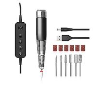 Taladro de uñas inalámbrico eléctrico, juego limas eléctricas portátiles for gel acrílico, taladro profesional for uso en el salón del hogar Potente y eficiente(Black 18000RPM)