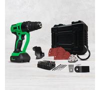 Taladro eléctrico Kit de Herramientas Oscilante de 18V con Batería.Hammersmith MultiTool M22606 - , 58 Piezas para Taladrar, Atornillar, Cortar y Lijar, Incluye Maletín