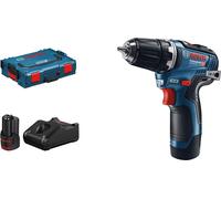 Taladro GSR 12V-35 Professional de Bosch, con mango tipo pistola, color negro y azul, 1 cm de capacidad, 1750 revoluciones por minuto, 3,2 cm de diámetro máximo de perforación, 1 cm de mandril
