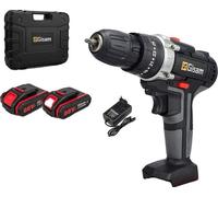 Taladro inalámbrico, con 25+3 niveles de torque, batería de iones de litio recargable, y 2 cajas de plástico para baterías