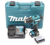 Taladro inalámbrico Makita DF333DSAE de 12 V como máximo/2,0 Ah, 2 baterías+cargador en funda de transporte, negro, azul