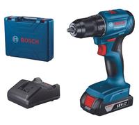 Taladro inalámbrico sin escobillas Bosch Professional GSR 185 Li, 18 V, 50,00 Nm, número de baterías: 1, 2,00 Ah, con maletín