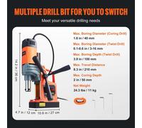 Taladro magnético industrial - 1550W - Fuerza magnética de 13000N - 10 velocidades - Para metal
