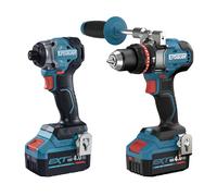 Taladro percutor 18v elite 150nm y atornillador impacto 18v elite 210nm brushless 2x4ah erbauer