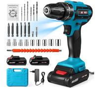 Taladro Percutor a Bateria 28V, Taladro Atornillador con 2 Baterías 6500mAh,25+3 Ajuste de Par, 32Nm, 24 Accesorios,Taladro Batería Atornillador Electrico con luz LED (A)