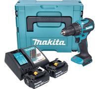 Taladro percutor a batería Makita DHP 490 RFJ 18 V 65 Nm sin escobillas + 2 baterías de 3,0 Ah + cargador + Makpac