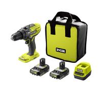 Taladro percutor a batería ryobi 18v - 2 baterias - punta de atornillar doble, bolsa de transporte - r18pd3-220s