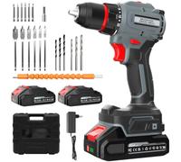 Taladro Percutor a Bateria Sin Escobillas,55 Nm Máx,21V Taladro Atornillador Batería con 2 Baterías 2.0Ah compatible con Makita 18V, 20+1 Par, 2 marchas, luz LED, para reparación y bricolaje