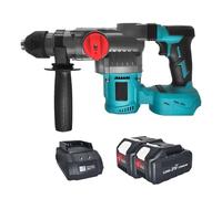 Taladro Percutor Eléctrico Sin Escobillas De 26 Mm, Martillo Rotativo 2 Modos, Herramientas Eléctricas Inalámbricas Multifuncionales Compatibles Con Batería 18 V Rendimiento Potente(2PCS 4.0Ah Battery)