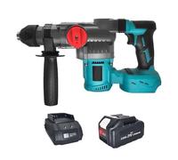 Taladro Percutor Eléctrico Sin Escobillas De 26 Mm, Martillo Rotativo 2 Modos, Herramientas Eléctricas Inalámbricas Multifuncionales Compatibles Con Batería 18 V Rendimiento Potente(1PC 4.0Ah Battery)