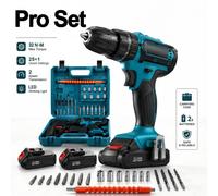 Taladro percutor inalámbrico de 21 V, destornillador eléctrico, martillo perforador eléctrico, mini taladro manual inalámbrico, taladro compacto de 2 velocidades, herramientas eléctricas con batería 2
