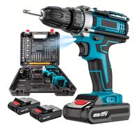 Taladro percutor inalámbrico, destornillador eléctrico, batería de iones de litio, taladro eléctrico, mini taladro manual, herramientas eléctricas para batería Makita de 18V Red With 2XBattery