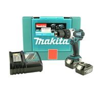 Taladro percutor inalámbrico Makita BHP 458 RFE 18 V Li-Ion + 2x Baterías BL1830 B + Cargador + Maletín