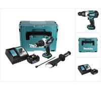 Taladro percutor inalámbrico Makita DHP 458 RF1J 18 V 91 Nm + 1x batería 3.0 Ah + cargador + maletín Makpac