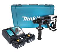 Taladro percutor inalámbrico Makita DHR 202 RFW 18 V 20 mm 2,0 J blanco + 2x batería recargable 3,0 Ah + cargador + maletín