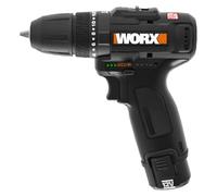Taladro WORX AKU de 12V y 38 Nm, modelo WX121 (con 2 baterías de 2 Ah), juego de brocas de 5 piezas.