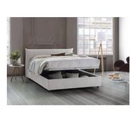 Talamo Italia Cama Doble Con Contenedor Alice, Made In Italy, Cama Con Revestimiento De Tela, Apertura Frontal, Con Colchón De 160x200 Cm Incluido, Blanco