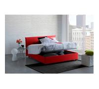 Talamo Italia Cama Doble Con Contenedor Anna, Made In Italy, Cama Con Revestimiento De Tela, Apertura Frontal, Con Colchón De 160x190 Cm Incluido, Rojo