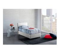 Talamo Italia Cama Individual Con Contenedor Anna, Made In Italy, Cama Con Revestimiento De Tela, Apertura Frontal, Con Colchón De 80x190 Cm Incluido, Blanco